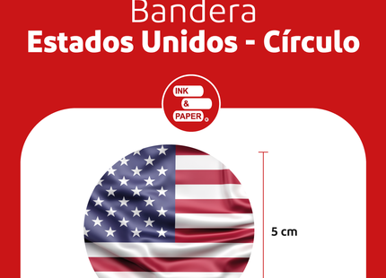 Etiqueta adhesiva Circular Bandera USA | 50 mm (7633941135569)