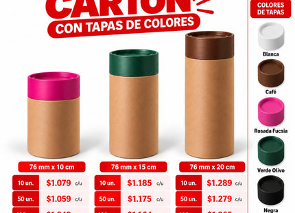Tubo de Cartón Kraft 76 mm – Tapa Alta (Serie 5)