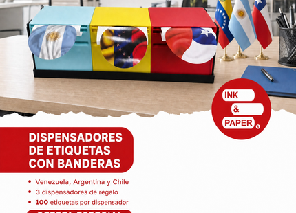 Etiquetas banderas Chile Argentina  Venezuela