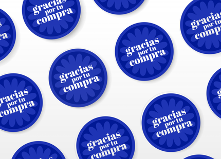 Etiqueta Stickers Gracias Por Tu Compra 1000 Unidades Azul