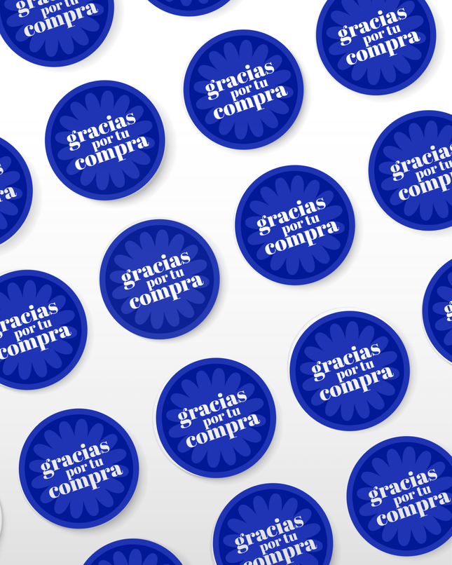 Etiqueta Stickers Gracias Por Tu Compra 1000 Unidades Azul