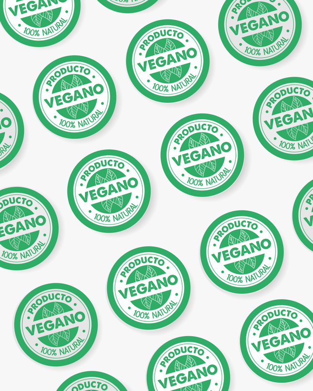 Etiqueta Sticker Circular Producto Vegano 1000 Unidades